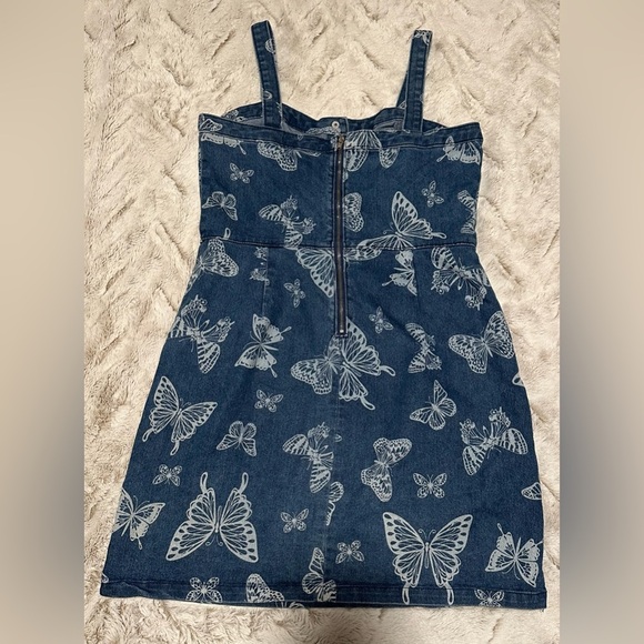 NoBo No Boundaries Denim Butterfly Mini Halter Dress Size Large 11-13 - Picture 8 of 10